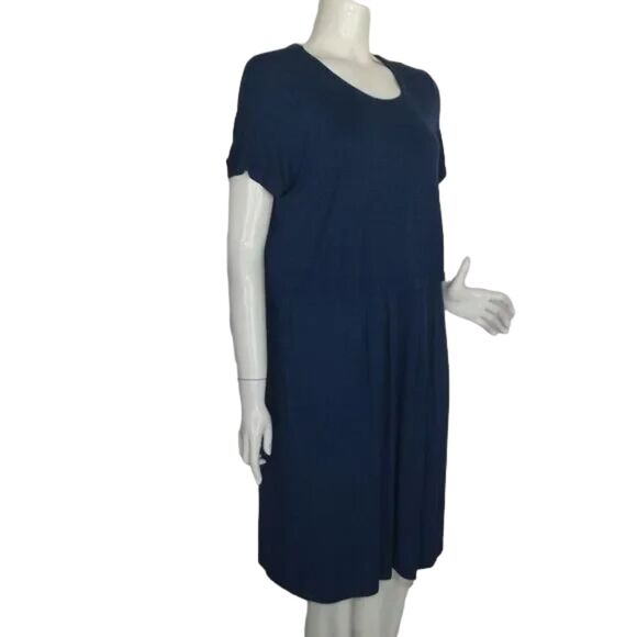 J.JILL Jersey Dress, L, Blue, Layered/Top, Button Back, Short sleeves, Pockets - Picture 2 of 13